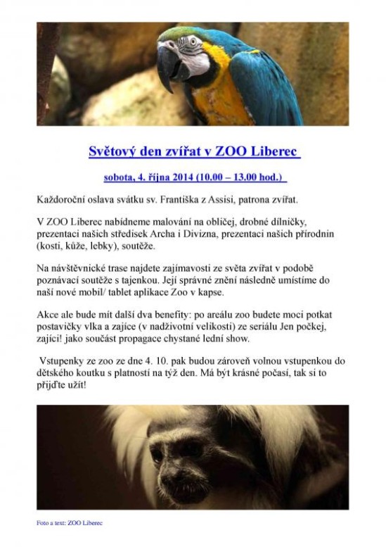 Světový den zvířat v ZOO Liberec 1 001