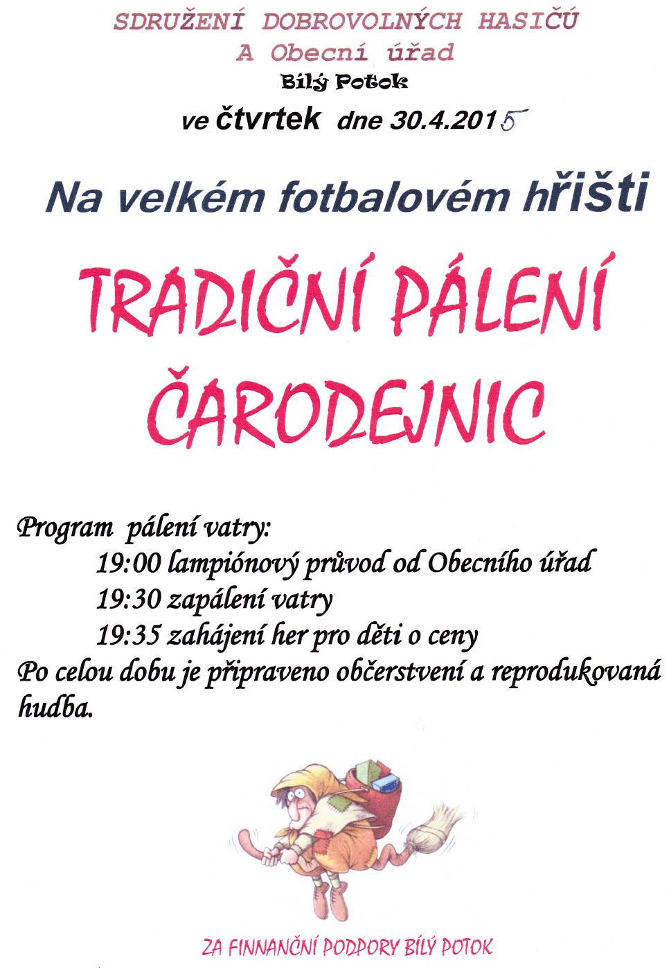 Tradiční pálení čarodejnic v Bílém Potoce