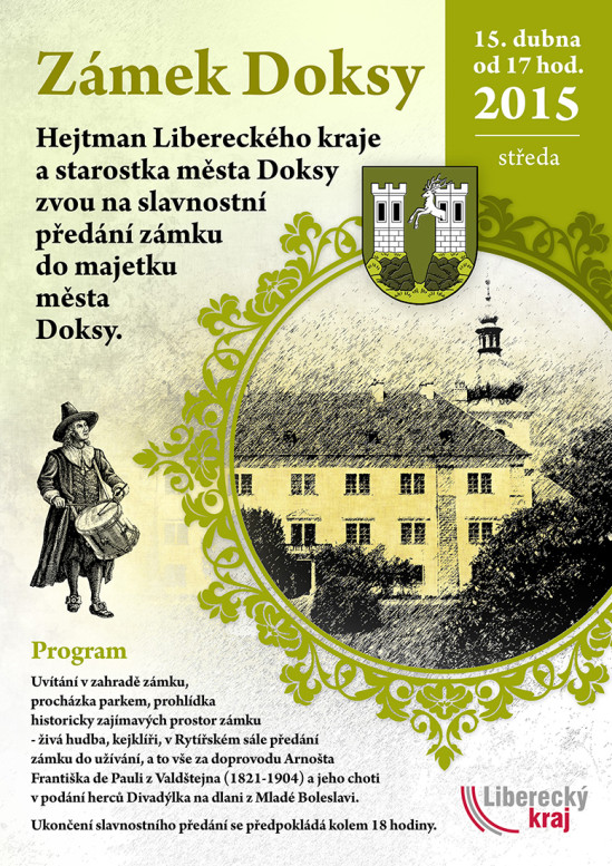Starostka v doprovodu Arnošta Františka de Pauli z Valdštejna převezme od Libereckého kraje zámek Doksy 1 034_DOKSY_777px