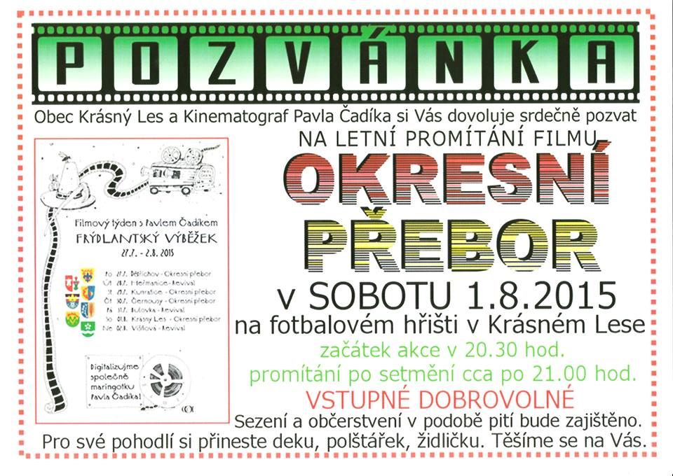 Plus 16 Pozvánka na letní promítání filmu Okresní přebor