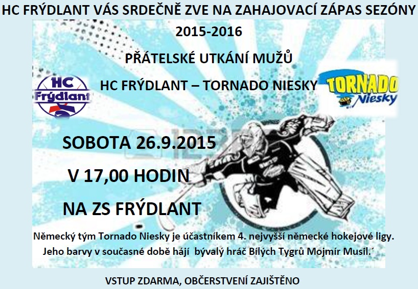Pozvánka na přátelské hokejové utkání