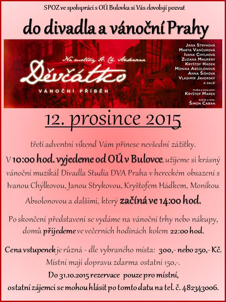 Pozvánka do divadla a vánoční Prahy