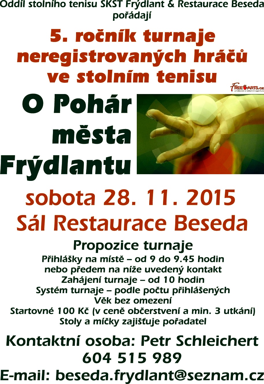 O Pohár města Frýdlantu – turnaj ve stolním tenisu