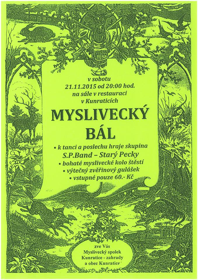 Pozvánka na Myslivecký bál do Kunratic