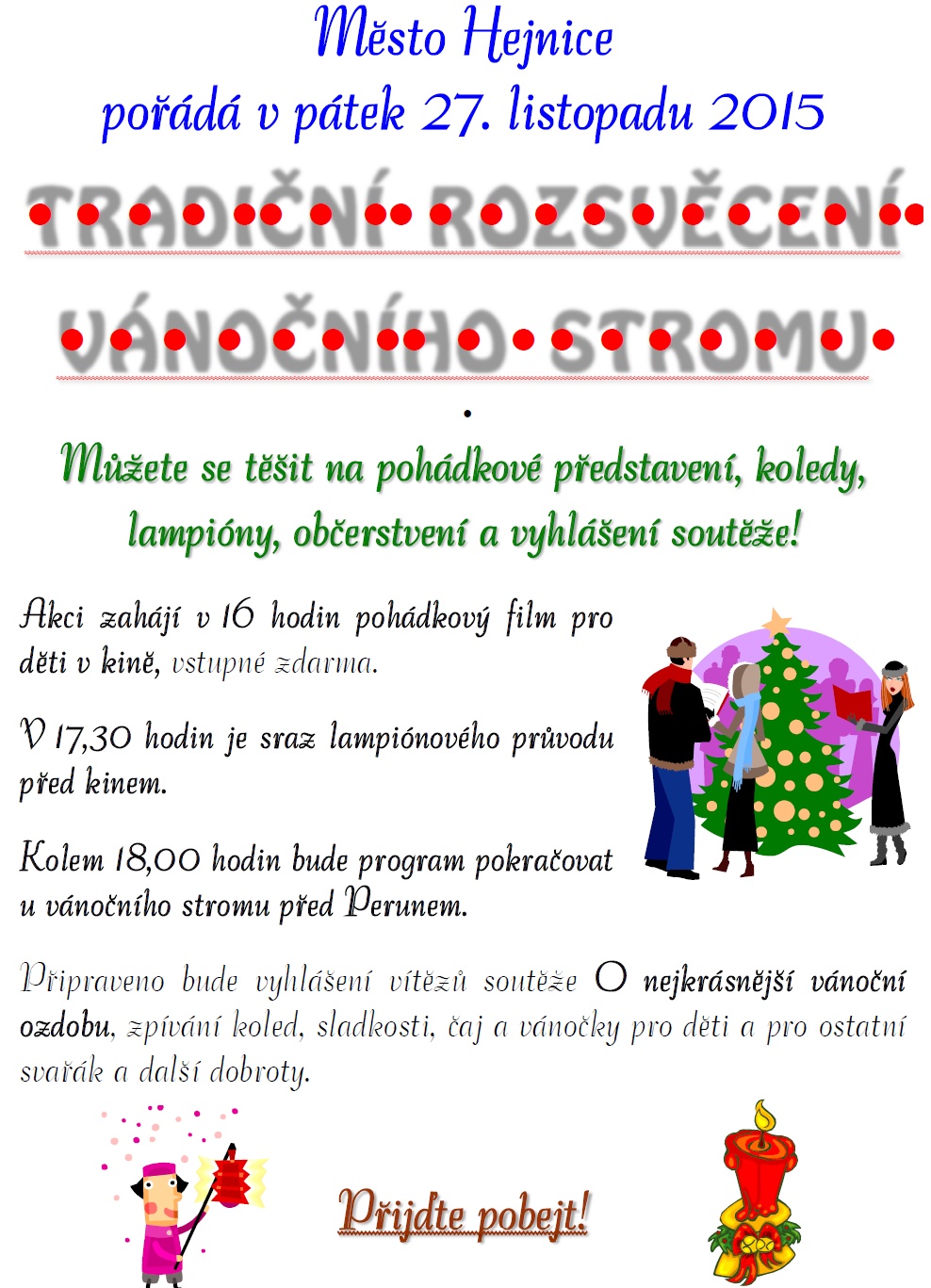 Tradiční rozsvěcení vánočního stromu v Hejnicích