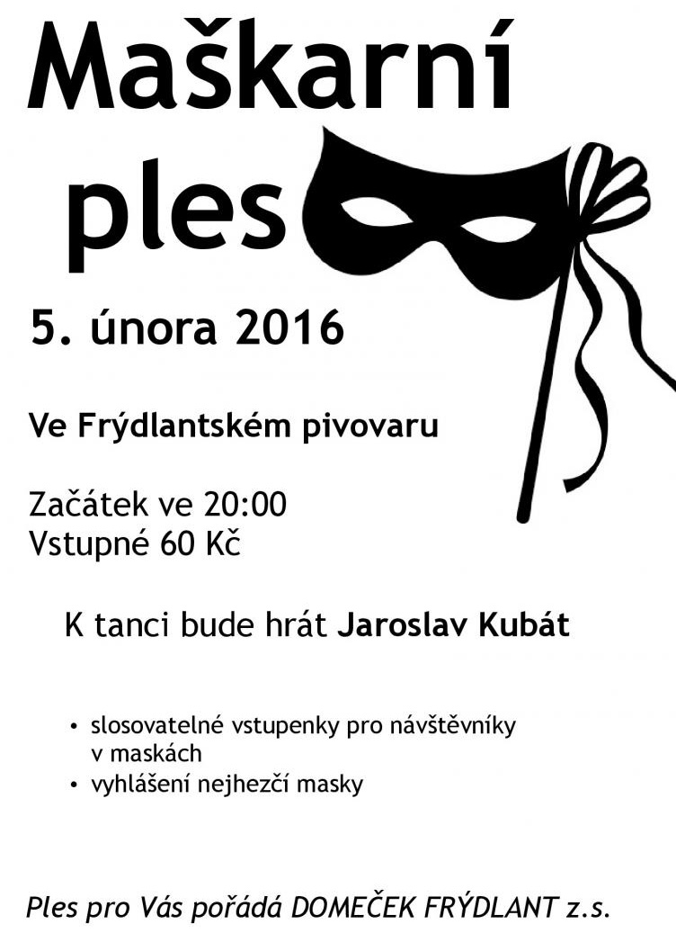 Maškarní ples v Zámeckém pivovaru Frýdlant