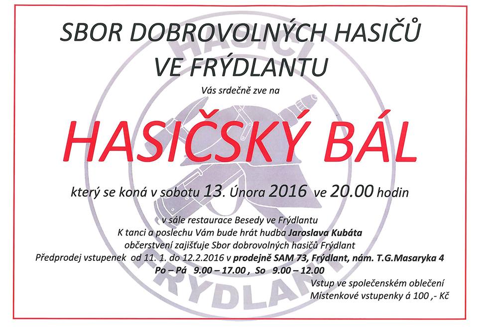 Pozvánka na Hasičský bál