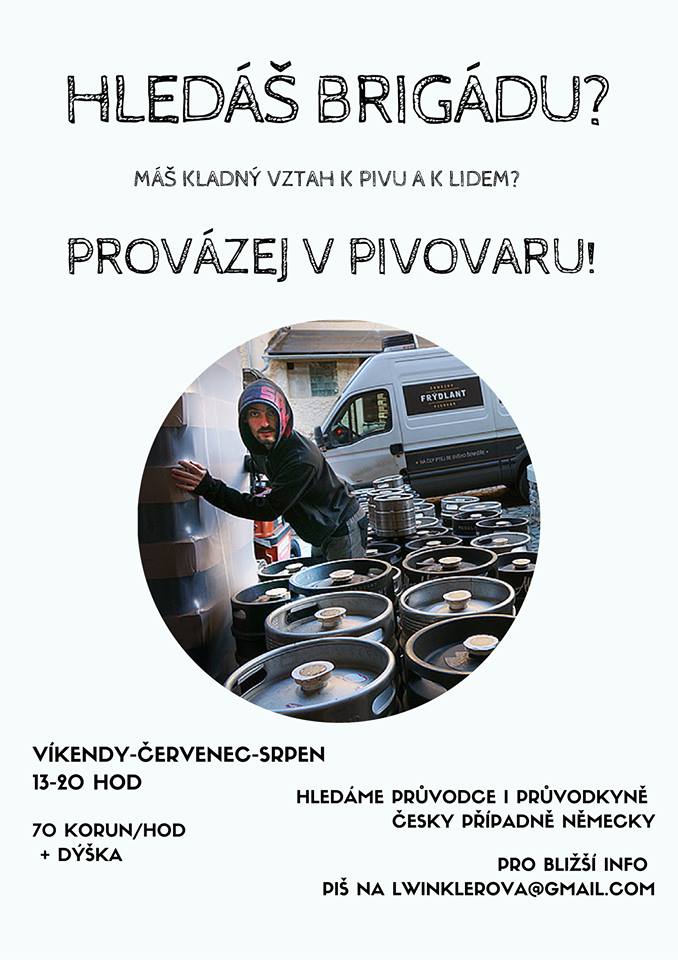 Hledáš brigádu? Máš kladný vztah k pivu a k lidem? Provázej v pivovaru!