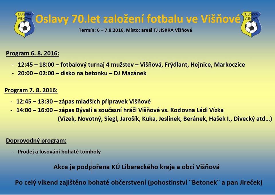 Oslavy 70.let založení fotbalu ve Višňové