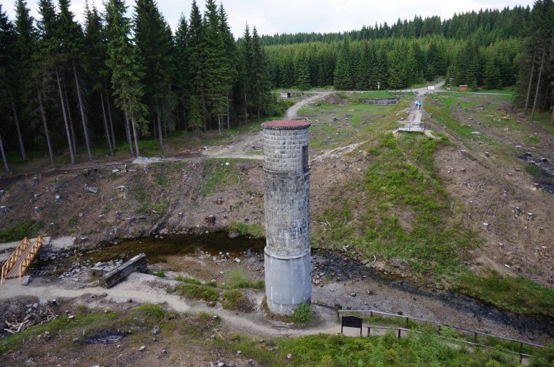 Cestu k Protržené přehradě na Desné lemují dřevěné sochy