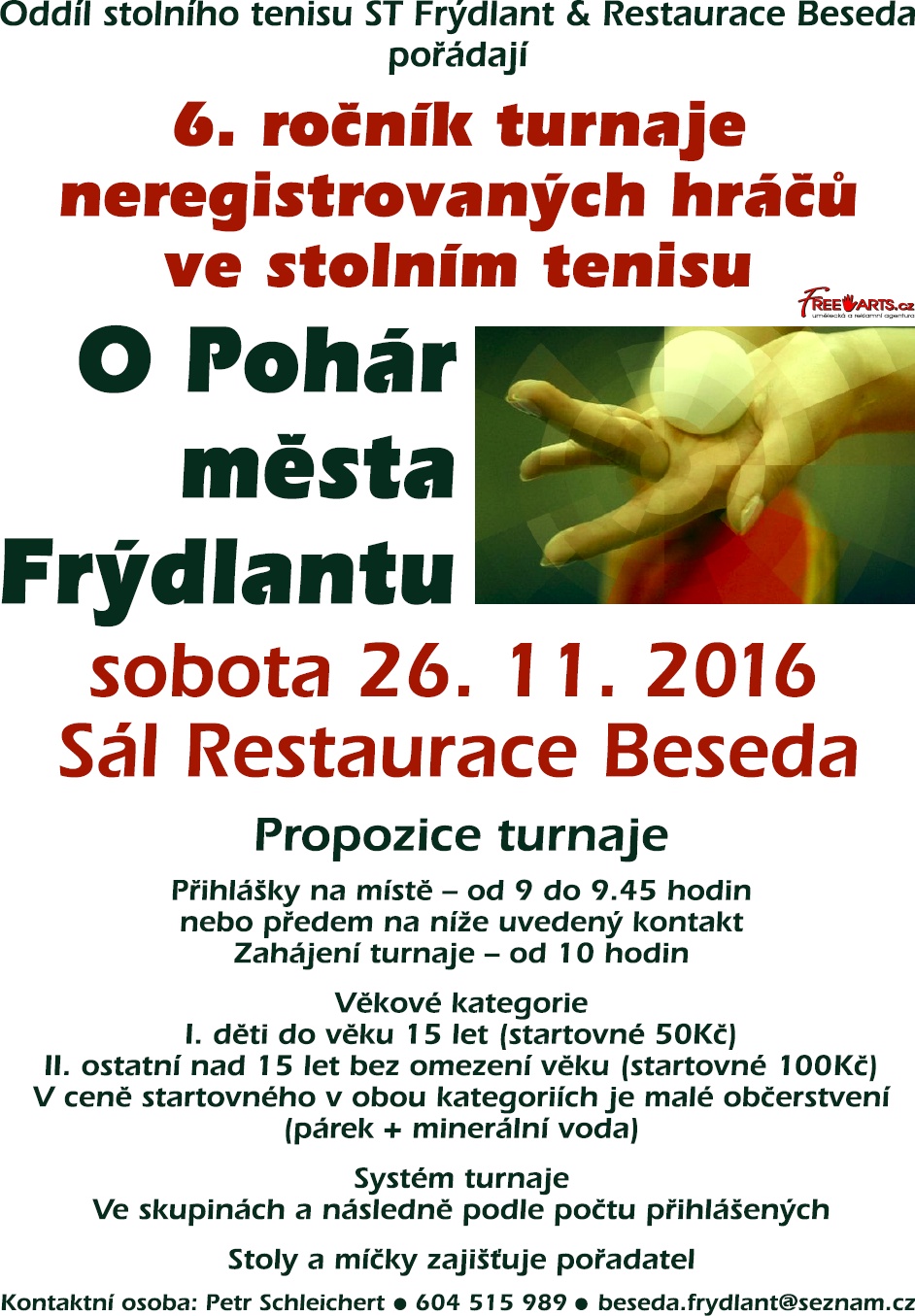 O Pohár města Frýdlantu – turnaj ve stolním tenisu