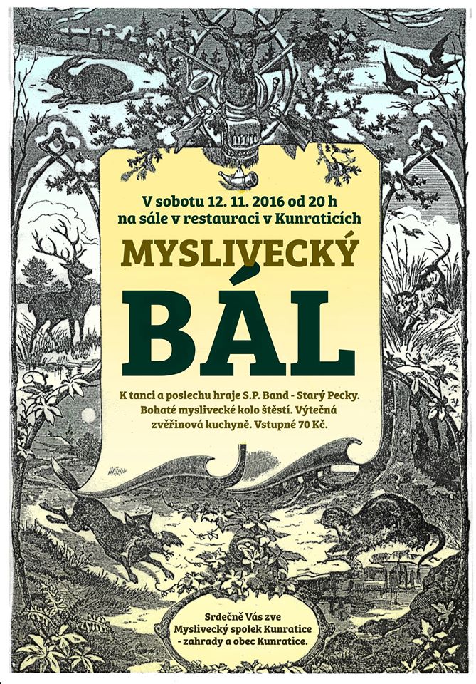 Pozvánka na Myslivecký bál do Kunratic