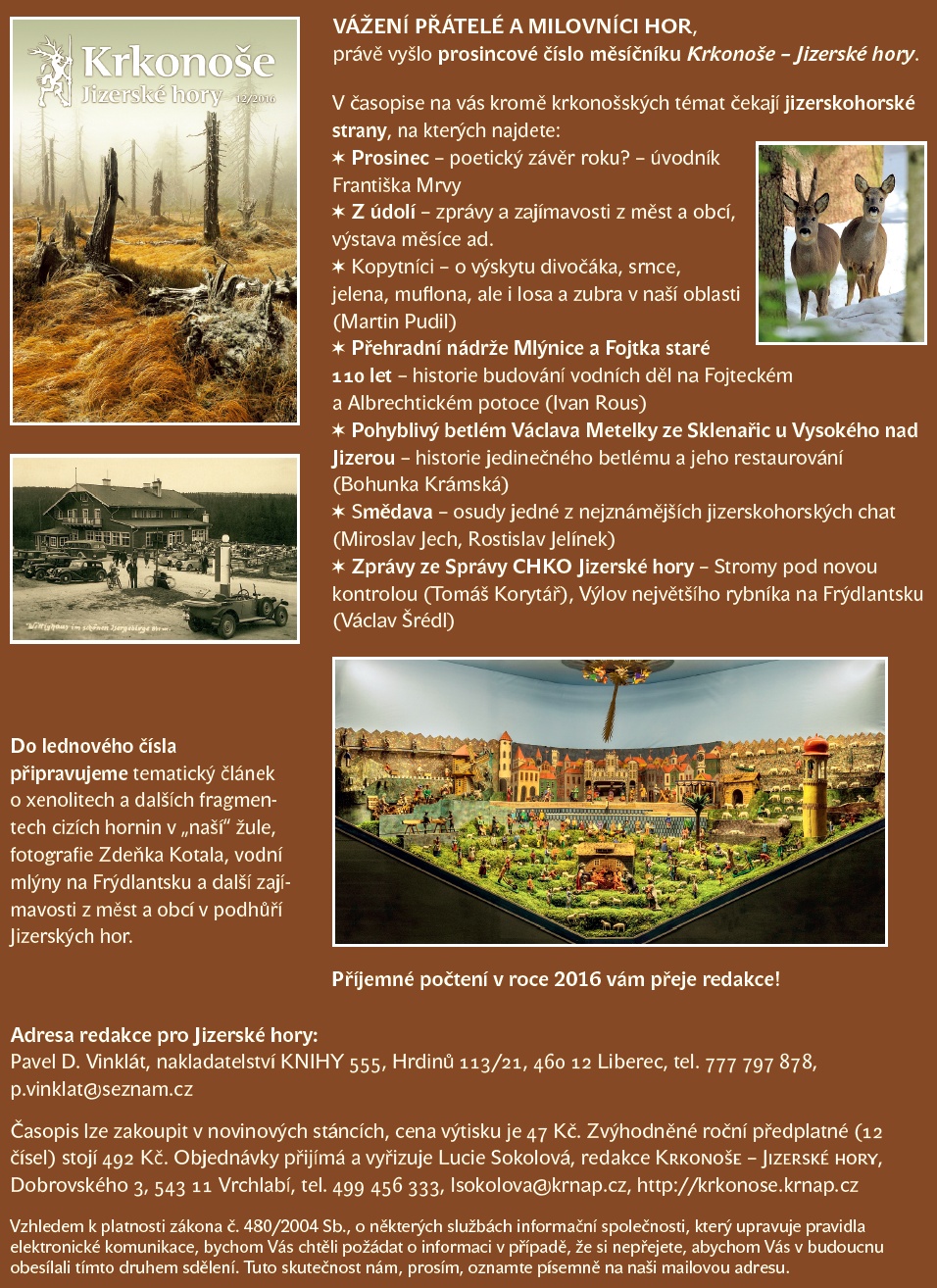 Právě vyšlo prosincové číslo časopisu Krkonoše – Jizerské hory 1 01