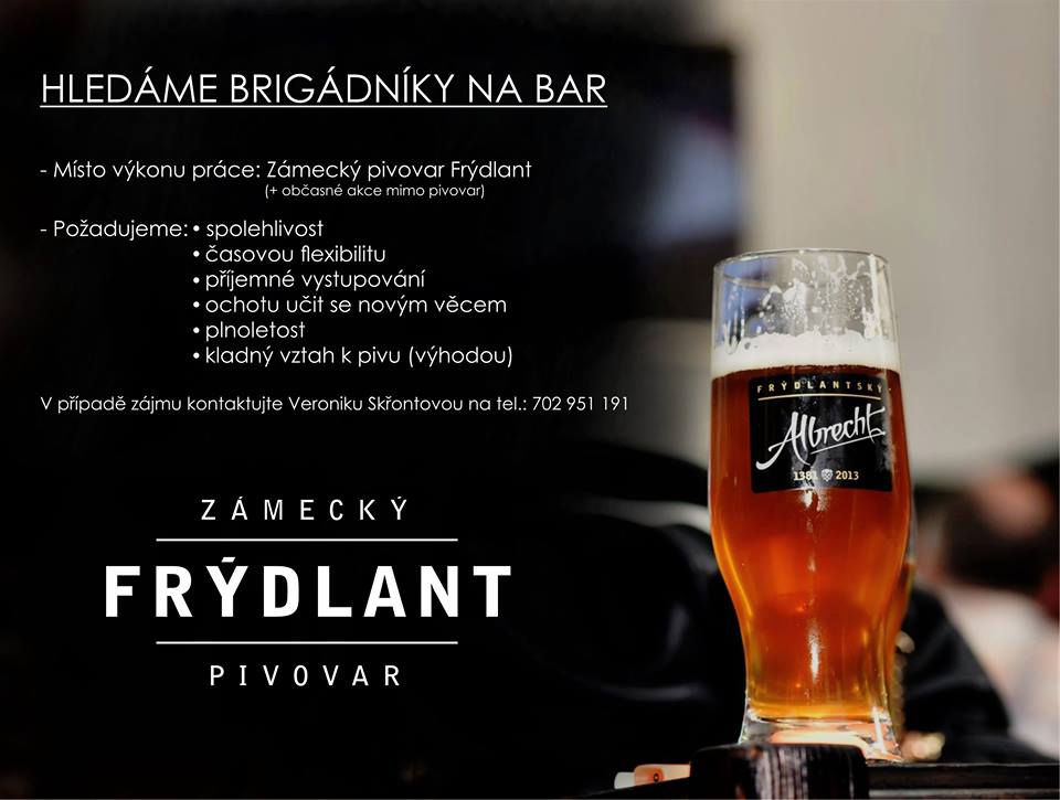 Zámecký pivovar hledá brigádníky na bar