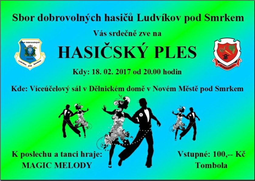 Pozvánka na Hasičský ples do Nového Města pod Smrkem
