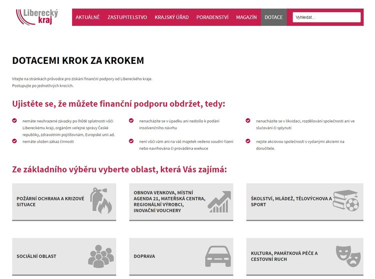 Nový portál pomůže žadatelům snadno projít dotacemi Libereckého kraje