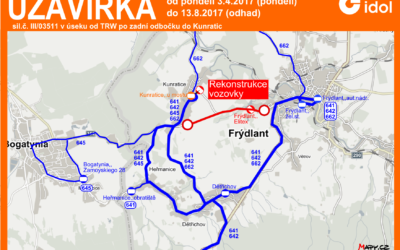 Služby, společnosti, firmy a živnostníci 29 Uzavírka Frýdlant – Kunratice (3. 4.-13. 8. 2017)