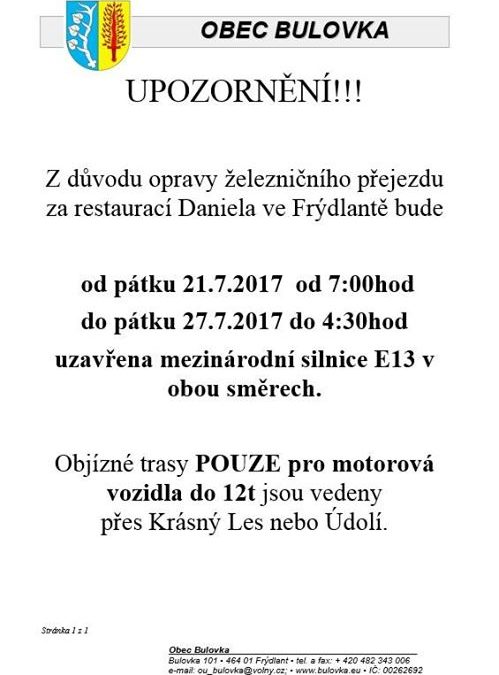 Úplná uzavírka železniční přejezdu