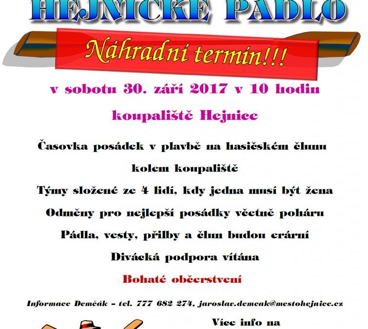 V sobotu se koná přeložené Hejnické pádlo