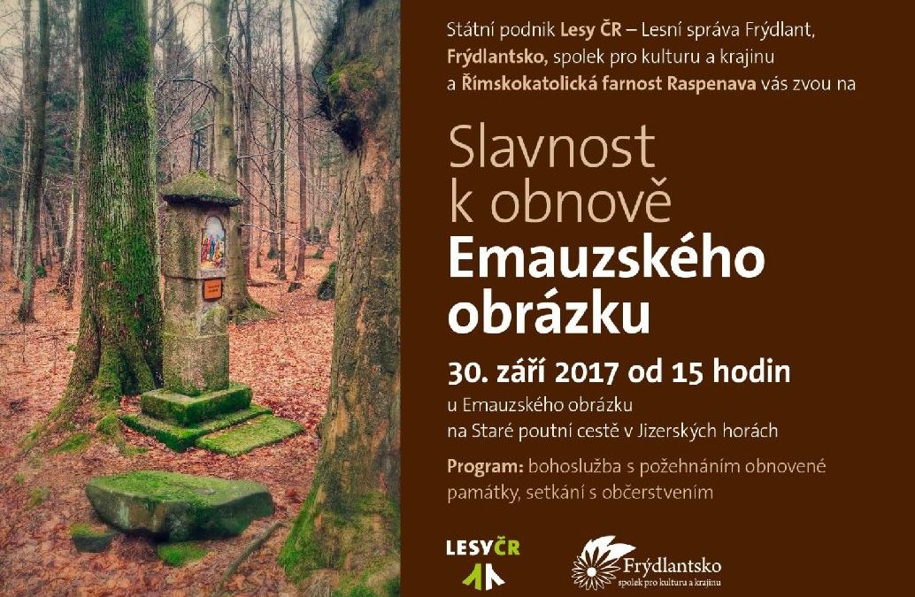Pozvánka na slavnost k obnově Emauzského obrázku