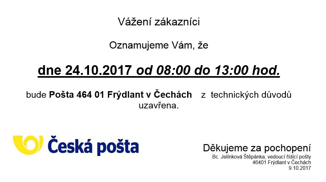 Upozornění na omezení provozu Pošty Frýdlant 1 22291236 1547844775280309 177219727846251083 o