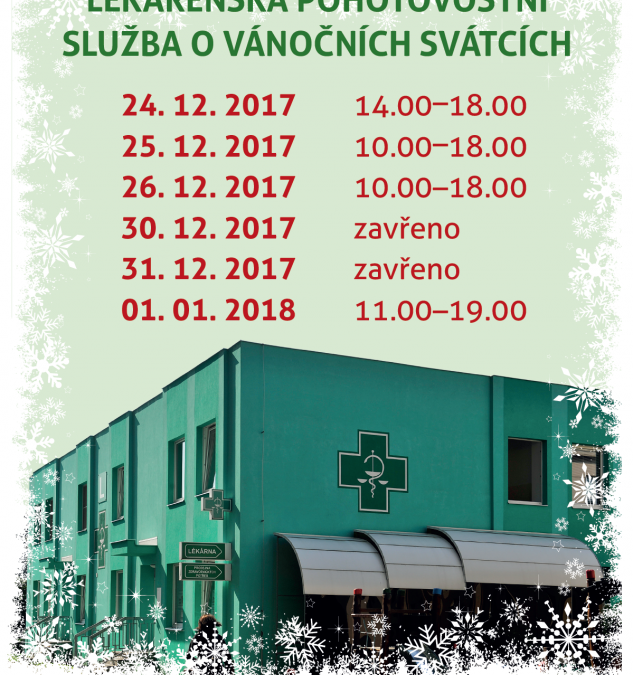 Lékárenská pohotovost o vánočních a novoročních svátcích