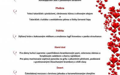 Plus 3 Valentýnské degustační menu v Zámeckém dvoře Černousy