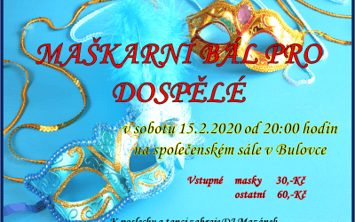 Maškarní bál pro dospělé v Bulovce
