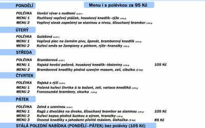 Nabídka restaurace Dělňák v Novém městě pod Smrkem 3.-7. 2. 2020