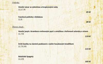 Plus 2 Polední menu v Zámeckém dvoře Černousy 10.-14. 2. 2020