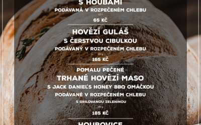 Speciality v rozpečeném chlebu ve frýdlantské restauraci Na Rozcestí