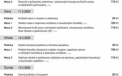 Polední menu rodinné restaurace a penzionu Na Rozcestí Frýdlant 10.-14. 2. 2020