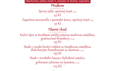 Plus 2 Víkendové Valentýnské menu v Dělňáku v Novém městě pod Smrkem 14.-16. 2. 2020