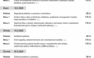 Plus 4 Polední menu rodinné restaurace a penzionu Na Rozcestí Frýdlant 17.-21. 2. 2020