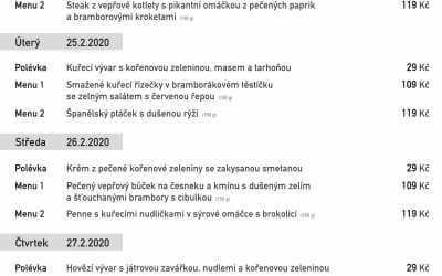 Plus 5 Polední menu rodinné restaurace a penzionu Na Rozcestí Frýdlant 24.-28. 2. 2020