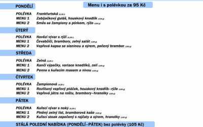 Nabídka restaurace Dělňák v Novém městě pod Smrkem 24.-28. 2. 2020