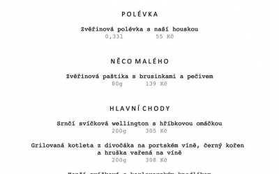 Plus 10 Speciální zvěřinová nabídka v restauraci Obří sud