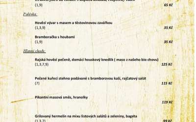Polední menu v Zámeckém dvoře Černousy 9.-13. března 2020