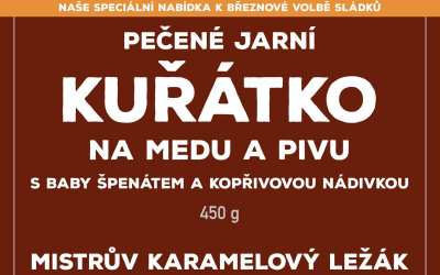 Plus 10 Pečené jarní kuřátko na medu a pivu s baby špenátem a kopřivovou nádivkou & Mistrův karamelový ležák Na Rozcestí Frýdlant