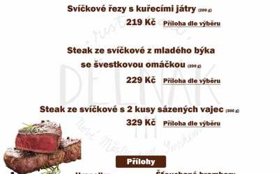 Víkend z hovězí svíčkové v restauraci Dělňák v Novém městě pod Smrkem