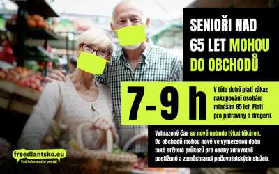 Plus 5 Senioři nad 65 let nyní mohou do obchodů s potravinami a drogerií od 7 do 9 hodin