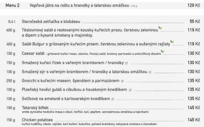 Polední menu na středu 6. května rodinné restaurace a penzionu Na Rozcestí Frýdlant