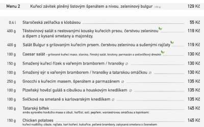 Polední menu na čtvrtek 7. května rodinné restaurace a penzionu Na Rozcestí Frýdlant