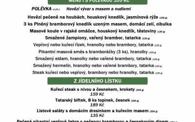 Víkendové menu 8.-10. května restaurace Dělňák v Novém městě pod Smrkem