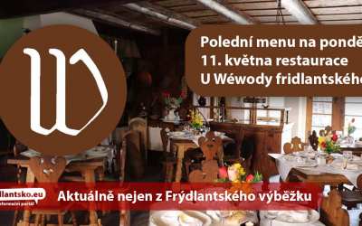 Polední menu na pondělí 11. května restaurace U Wéwody fridlantského ve Frýdlantu