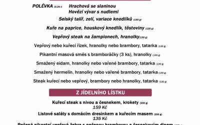 Akce na Frýdlantsku 3 Polední menu na pondělí 18. května restaurace Dělňák v Novém městě pod Smrkem