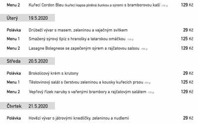 Akce na Frýdlantsku 2 Polední menu na týden 18.-22. května rodinné restaurace a penzionu Na Rozcestí Frýdlant