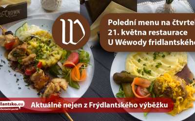 Polední menu na čtvrtek 21. května restaurace U Wéwody fridlantského ve Frýdlantu