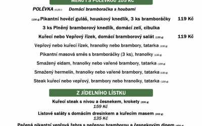 Polední menu na víkend 23.-24. května restaurace Dělňák v Novém městě pod Smrkem