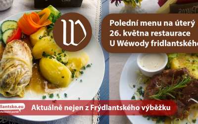 Polední menu na úterý 26. května restaurace U Wéwody fridlantského ve Frýdlantu